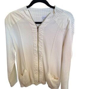 Chico's Cream Cardigan with Ruffle Trim